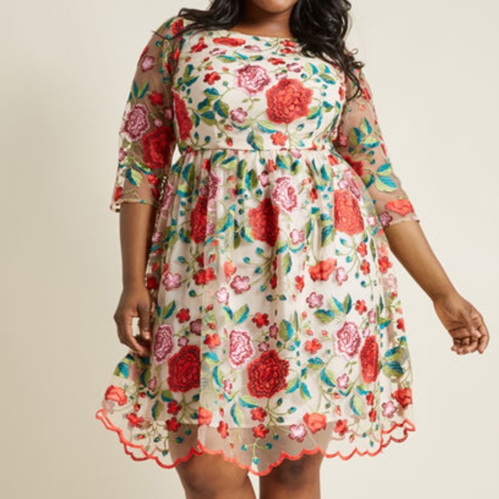 ModCloth gorgeous floral A-line midi dress